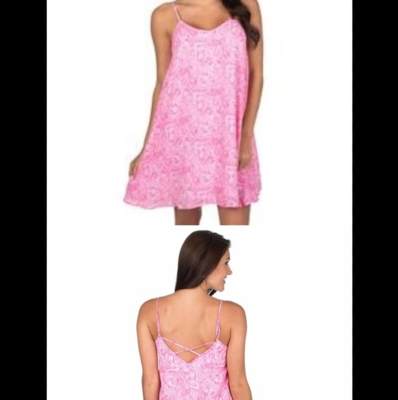 Lauren James Pink Daisy Scallop Strappy Back Dress - Picture 2 of 2